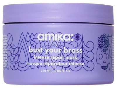 amika bust your brass cool blonde purple intense repair hair mask 100 ml