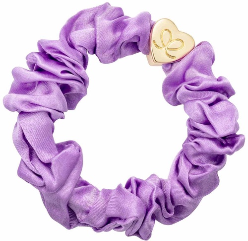 Gold Heart Silk Scrunchie Lilac