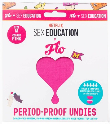 Flo Flo x Netflix Period-Proof Cotton Underwear Medium, Pink
