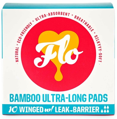 Flo Bamboo Pads, Winged Ultra-long