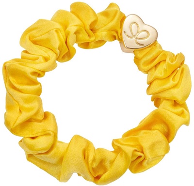By Eloise Gold Heart Silk Scrunchie Mellow Yellow