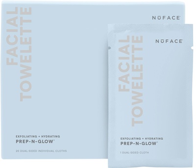 NuFace PREP-N-GLOW Cleanse + Exfoliation Cloths 20 pezzi