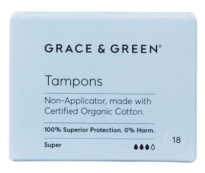 Grace & Green Non-Applicator Tampons Super